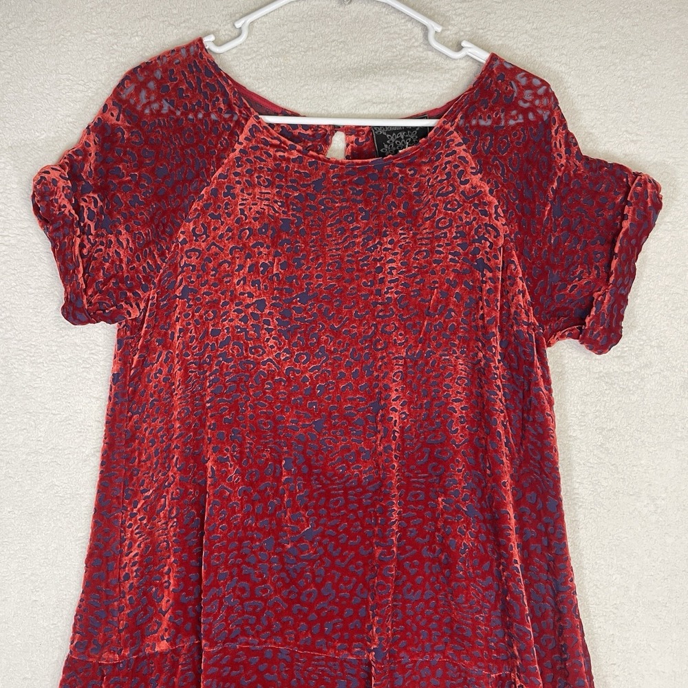 Johnny Was Jade Collection Doris Silk Blend Mini Dress Flare Boho Red Blue XS - Picture 3 of 11